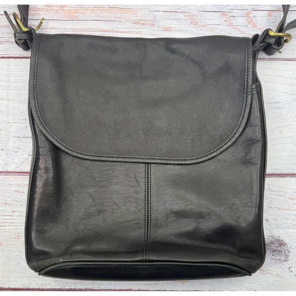 Vintage‎ Coach 4115 Whitney Flap Crossbody Shoulder Bag Black Leather Brass USA - Picture 2 of 12